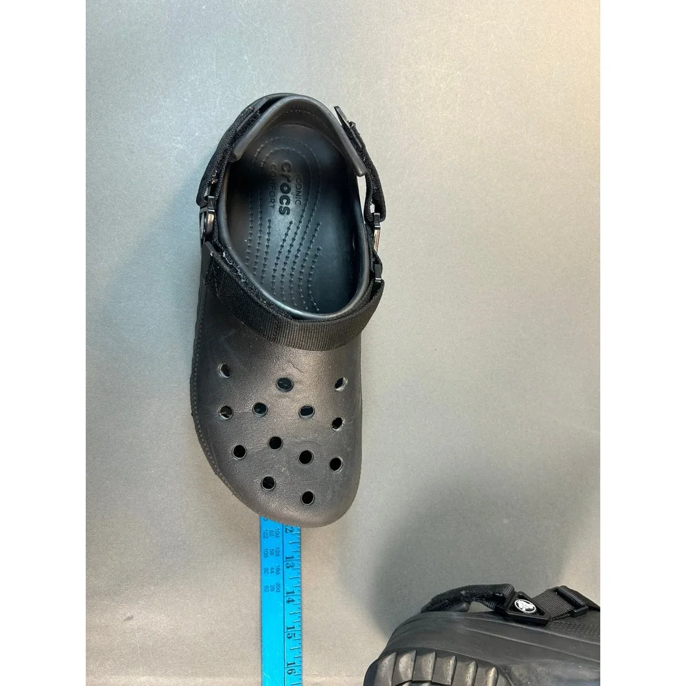 Crocs Classic Hiker Clog Black Platform Adjustable Strap Sandals Mens 8 Women 10